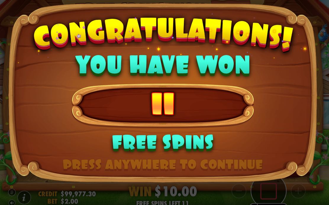 Free Spins-läget under en annan del av rundan